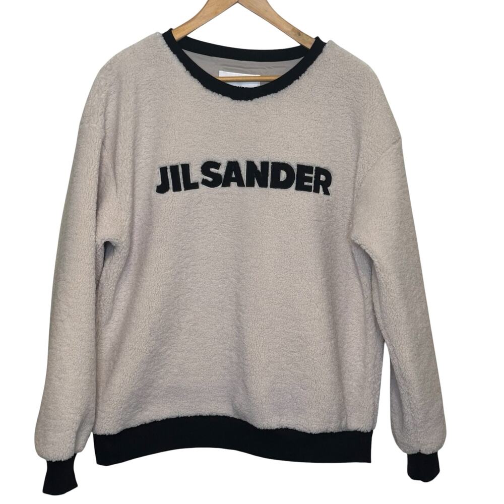 Jill Sander + Fleece Pullover Logo Sweatshirt Made in Italy